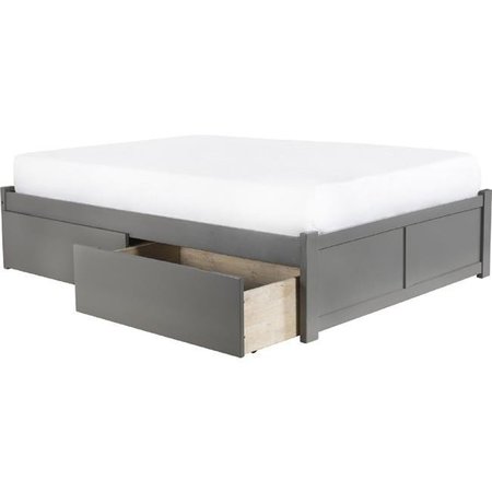 ATLANTIC FURNITURE Atlantic Furniture AR8032119 Concord Full Platform Bed with Flat Panel Foot Board & 2 Urban Bed Drawers - Grey AR8032119